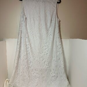 Sharagano woman’s white floral dress size 18 lace material beautiful formalwear